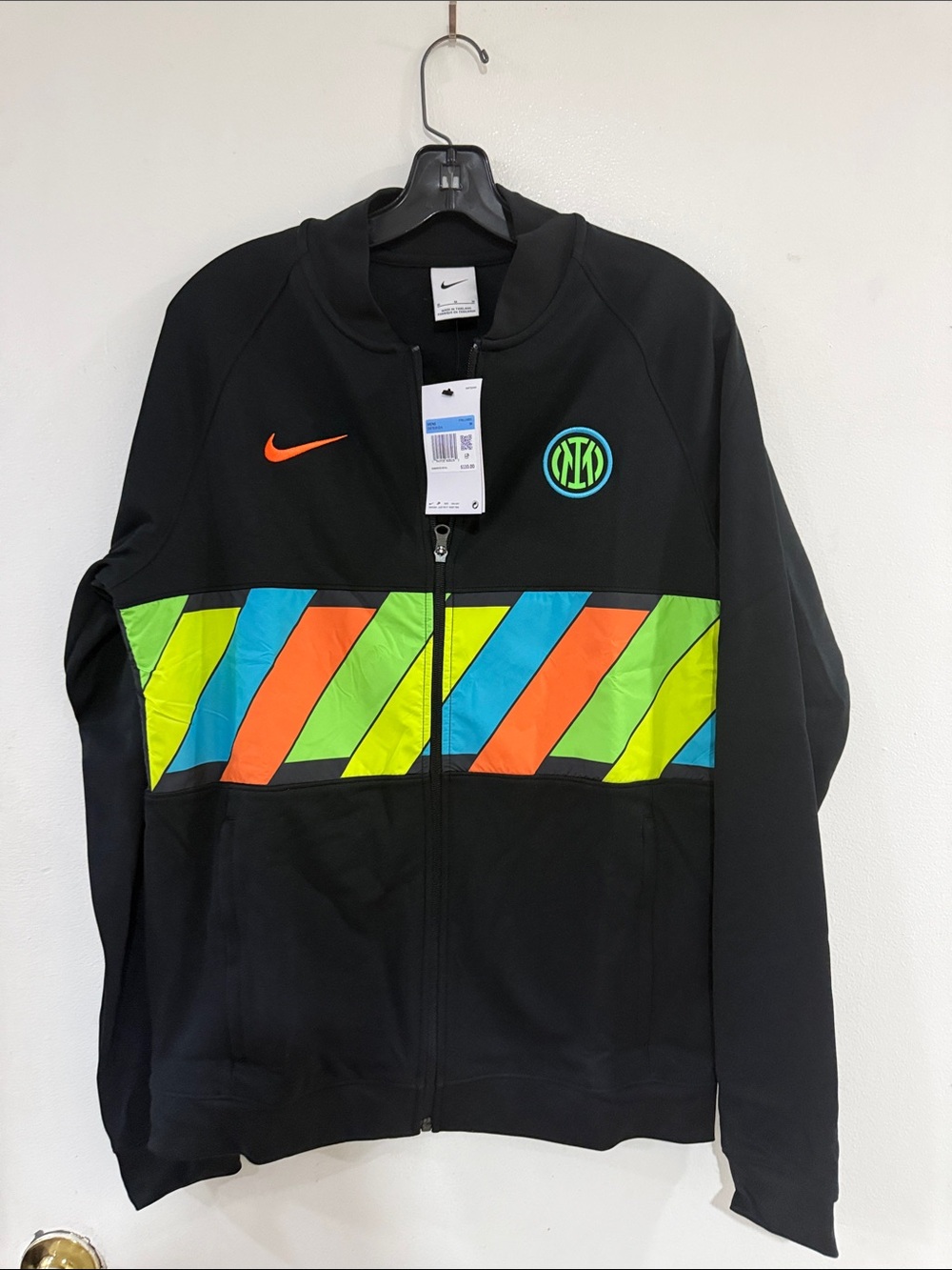 Nike Black Track Jacket with Neon Green, Orange and Bright Blue Accents